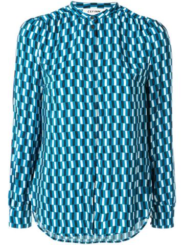 Cefinn Geometric Print Shirt - Blue