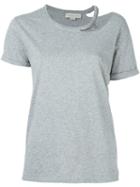 Stella Mccartney 'falabella' Cut-out Detail Top, Women's, Size: 38, Grey, Cotton/metallic Fibre