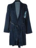 Ermanno Gallamini Distressed Detail Belted Denim Coat, Women's, Size: Medium, Blue, Cotton