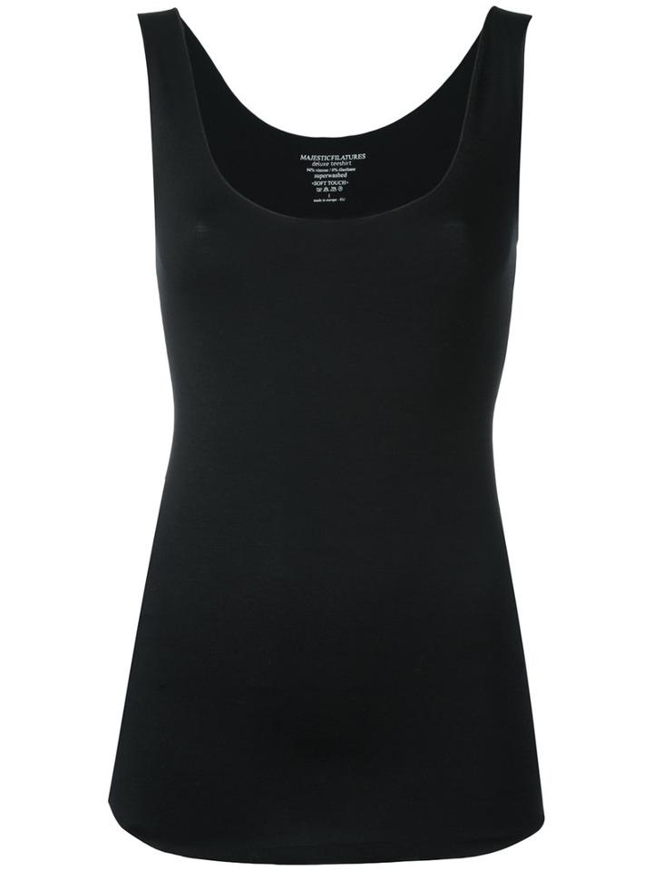 Majestic Filatures Scoop Neck Tank, Women's, Size: Iv, Black, Viscose/spandex/elastane