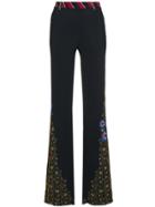 Etro High Waist Embroidered Wide-leg Trousers - Black