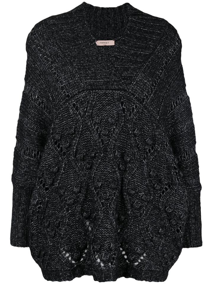 Twin-set Oversized V-neck Jumper - Black