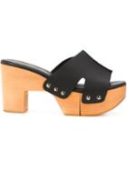 Robert Clergerie Cetri Mules, Women's, Size: 38, Black, Leather/wood/rubber