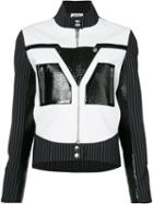 Courrèges - Pinstripe Sleeve Biker Jacket - Women - Polyester/polyurethane - 40, White, Polyester/polyurethane