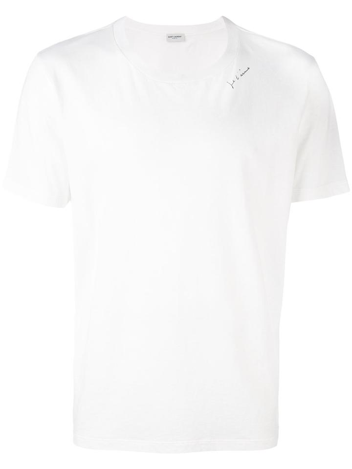 Saint Laurent - Embroidered T-shirt - Men - Cotton - Xl, White, Cotton