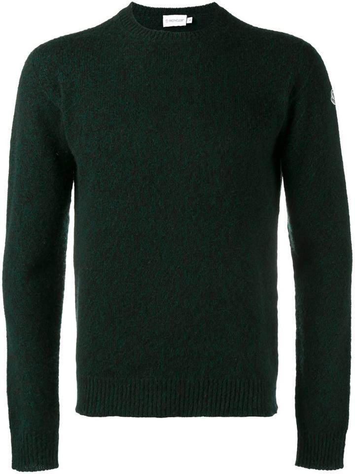 Moncler Crew Neck Jumper, Men's, Size: Medium, Green, Virgin Wool
