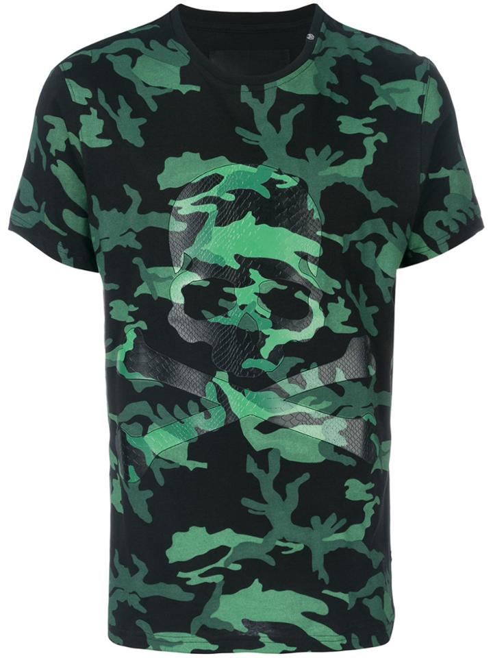 Philipp Plein Camouflage Skull Print T-shirt - Green
