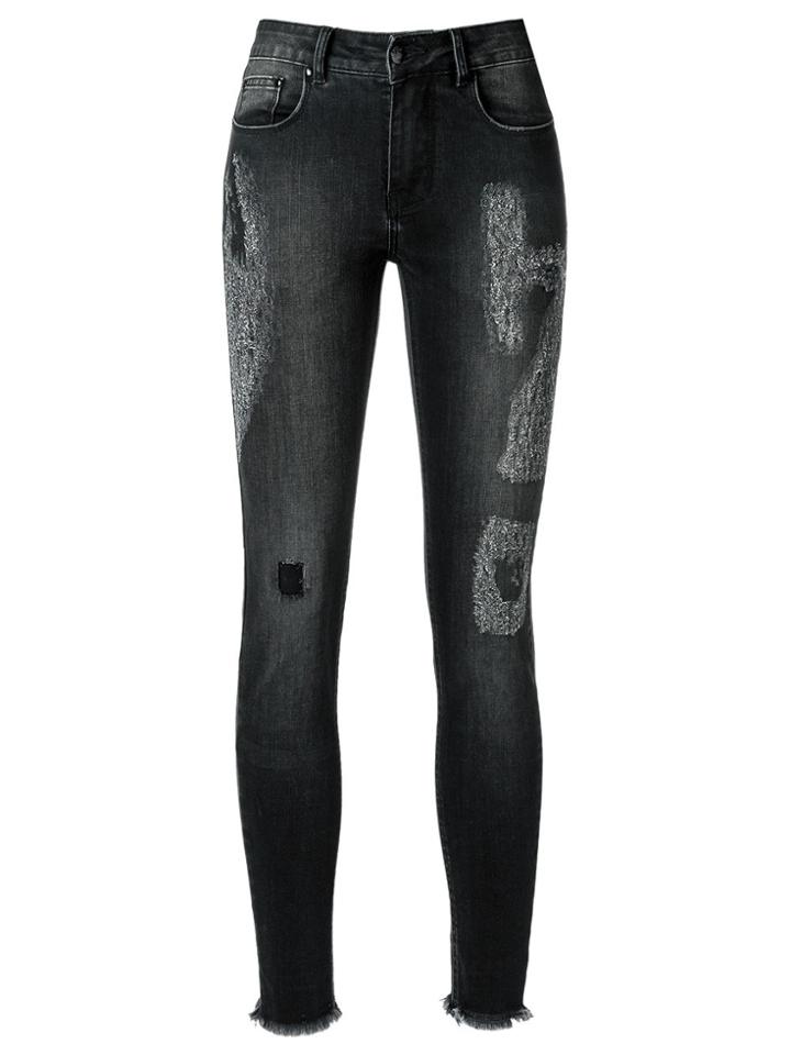 Amapô Distressed Crop Skinny Jeans - Black