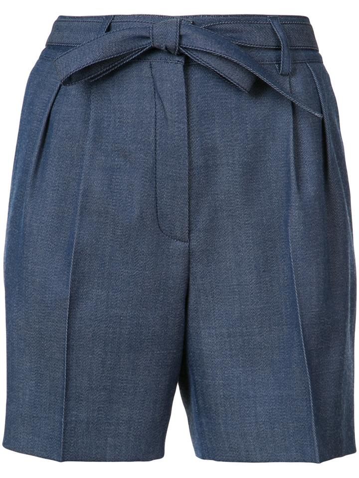 Gabriela Hearst - Belted Shorts - Women - Wool - 40, Blue, Wool