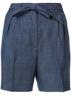 Gabriela Hearst - Belted Shorts - Women - Wool - 40, Blue, Wool