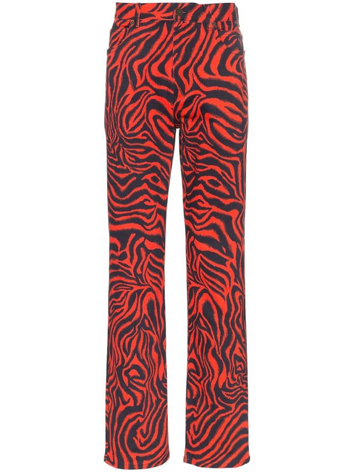 Calvin Klein 205w39nyc Zebra Print Straight Leg Jeans - Red