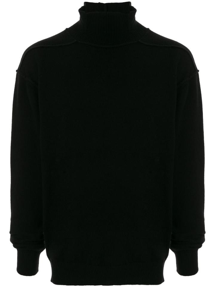 Isabel Benenato Exposed Seam Turtleneck Sweater - Black