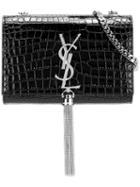 Saint Laurent Small 'monogramme' Tassel Satchel, Women's, Black, Calf Leather