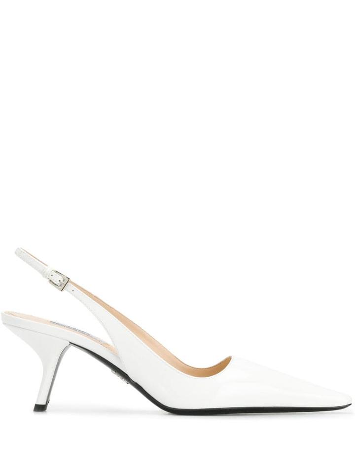 Prada Leather Slingback 65 Pumps - White