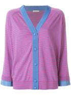 Moncler Contrast Striped Cardigan - Pink & Purple
