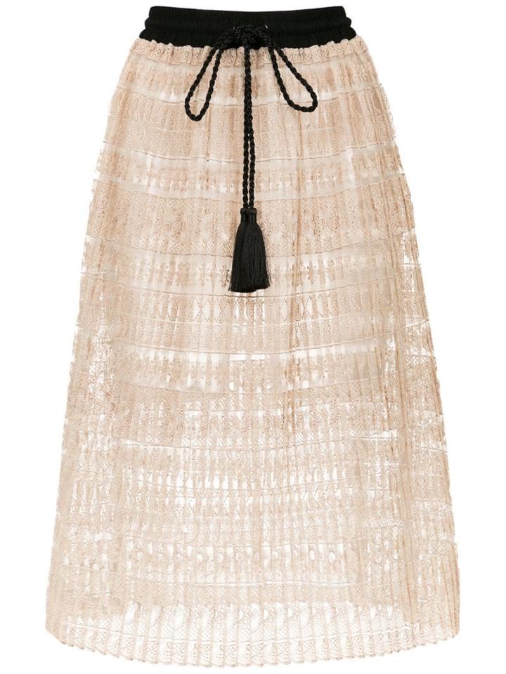 À La Garçonne Lace Midi Skirt - Neutrals