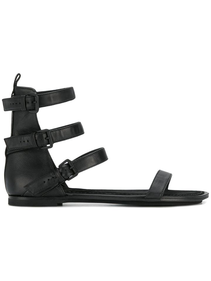 Ann Demeulemeester Vitello Lavato Sandals - Black