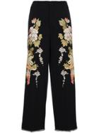 Gucci Floral Embroidered Flared Trousers - Black