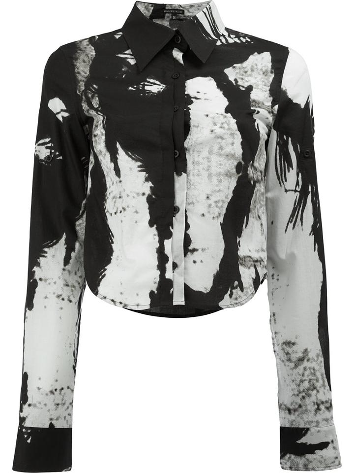 Ann Demeulemeester Web Print Blouse, Women's, Size: 36, Black, Cotton