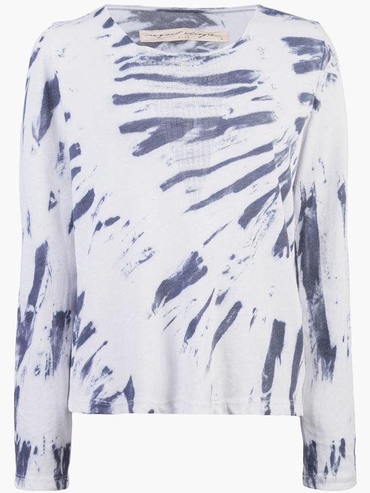 Raquel Allegra Shredded Front Tie Dye Top - Blue