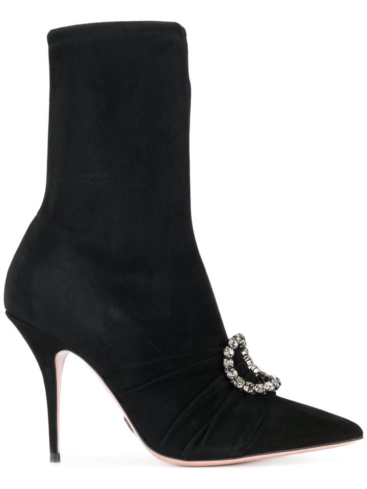 Oscar Tiye Jewelled Pointed Boots - Black