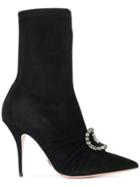 Oscar Tiye Jewelled Pointed Boots - Black