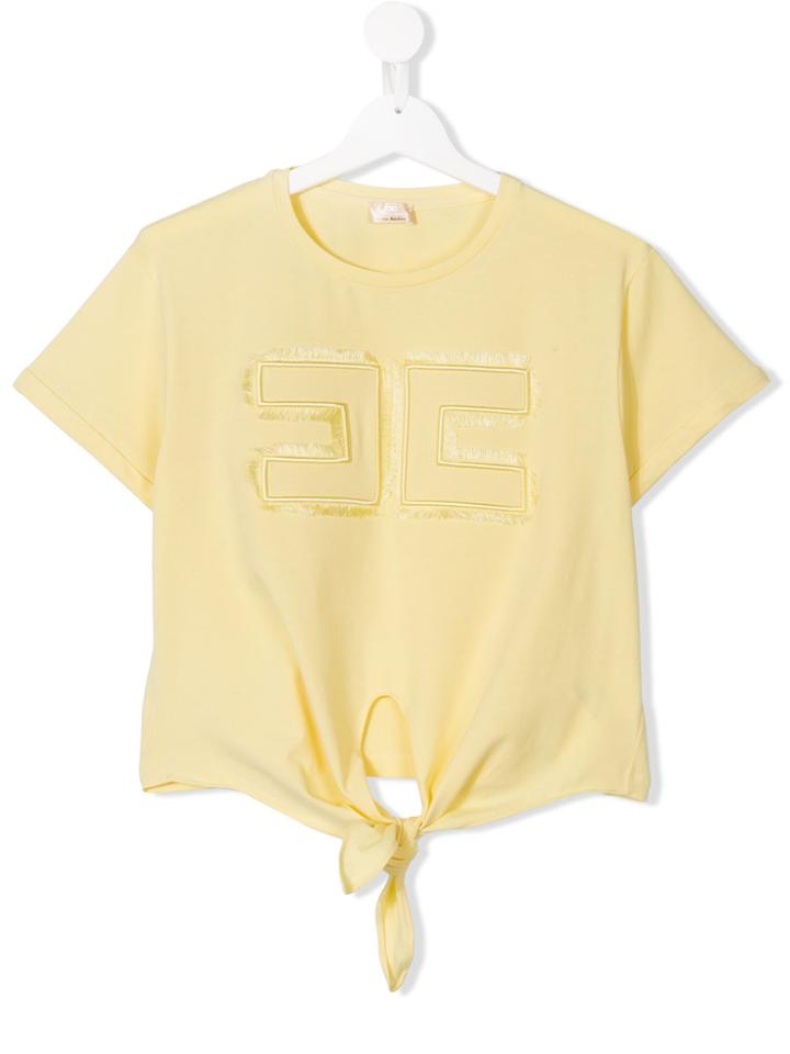 Elisabetta Franchi La Mia Bambina Teen Tie-front T-shirt - Yellow &
