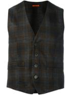 Barena Checked Buttoned Vest, Men's, Size: 50, Grey, Cotton/virgin Wool