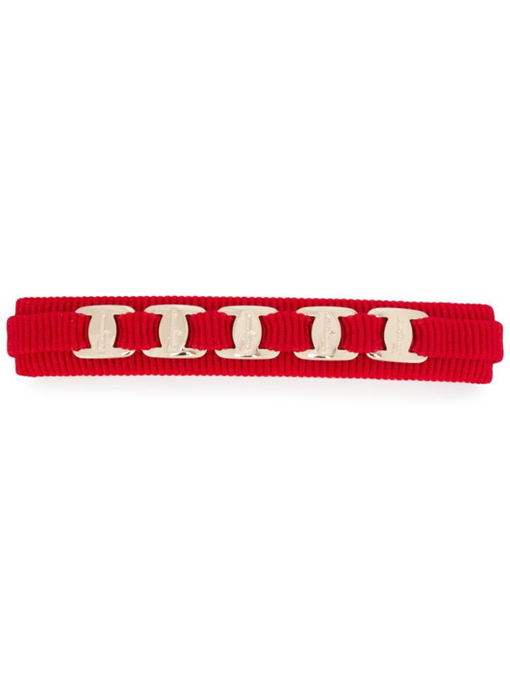 Salvatore Ferragamo Logo Ribbon Hair Clip - Red