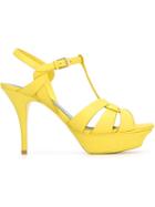 Saint Laurent Tribute Sandals, Women's, Size: 40, Yellow/orange, Leather