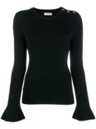 Tory Burch Embellished Shoulder Knit Top - Black