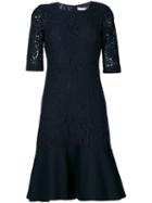 See By Chloé - 'floral Crochet Peplum' Dress - Women - Cotton/polyester/viscose - L, Blue, Cotton/polyester/viscose