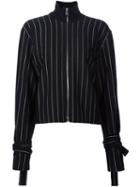 J.w.anderson Striped Bomber Jacket, Women's, Size: 8, Black, Acrylic/polyester/wool