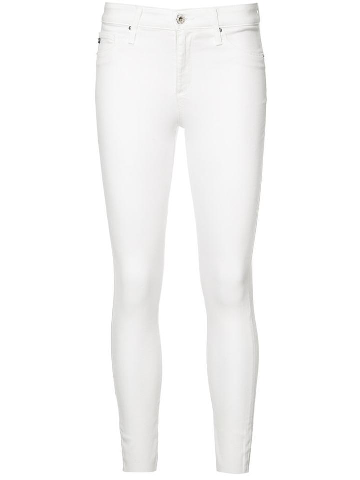 Ag Jeans Cropped Super Skinny Jeans, Women's, Size: 28, White, Cotton/lyocell/polyester/polyurethane