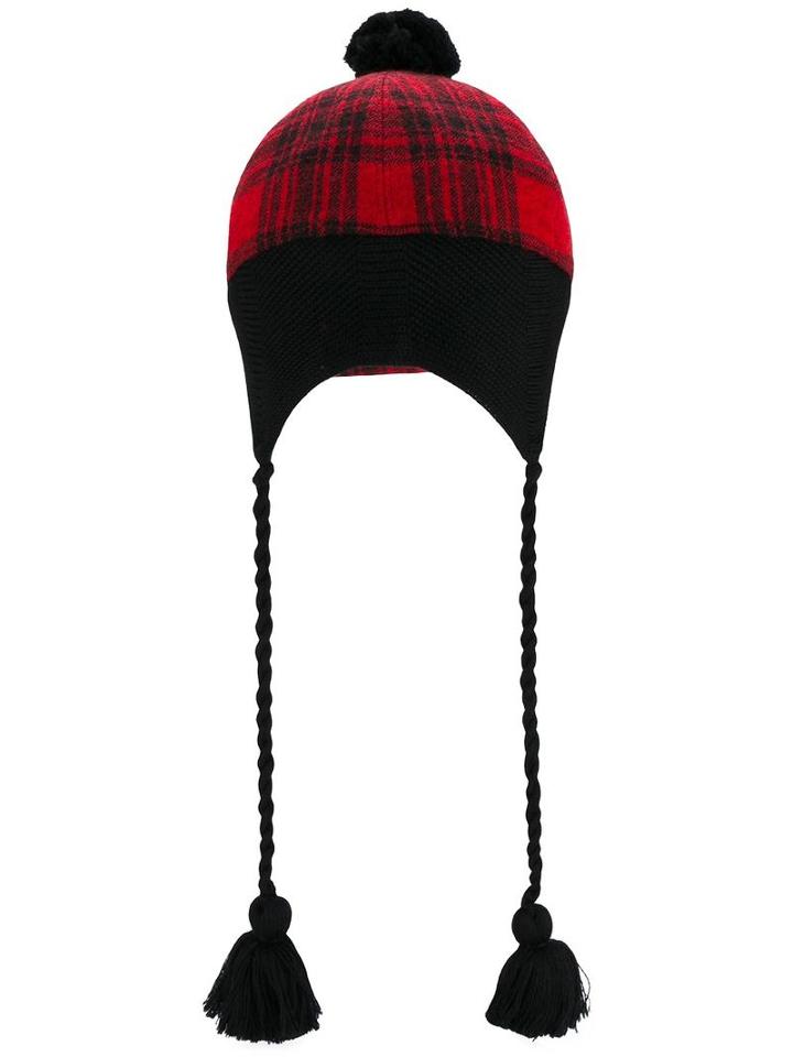 Gucci Tartan Tassel Baseball Cap, Men's, Size: Large, Red, Cotton/acrylic/wool
