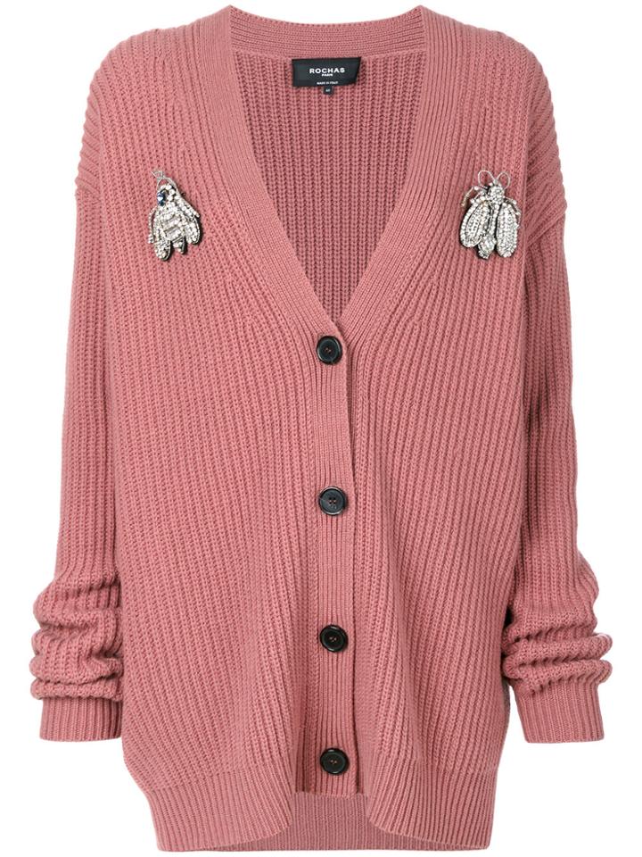 Rochas Oversized Knitted Cardigan - Pink & Purple