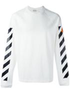 Moncler X Off-white Logo Stripe Jumper, Men's, Size: Small, White, Cotton