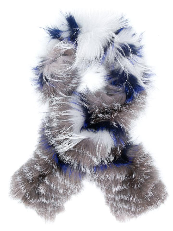 Yves Salomon Chevron Detail Scarf - Grey