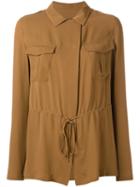 Theory Drawstring Shirt, Women's, Size: Medium, Brown, Silk