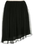 No21 Crimped Chiffon Trim Skirt - Black