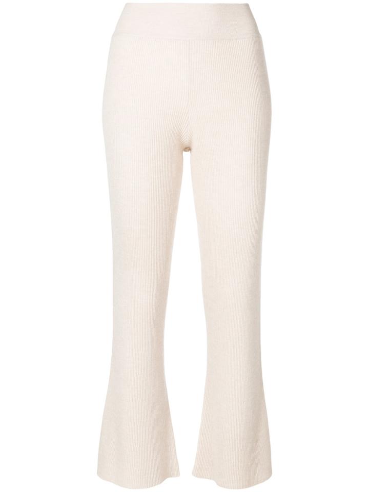 Cashmere In Love Flared Cropped Knitted Trousers - Nude & Neutrals