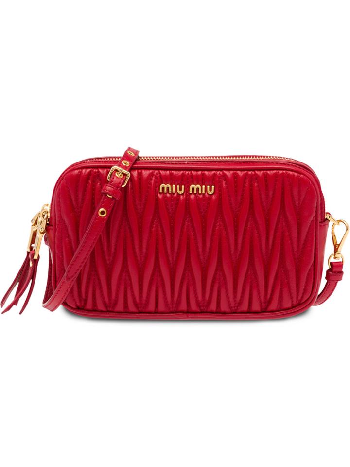 Miu Miu Matelassé Make Up Bag - Red
