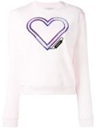 Carven Embroidered Heart Sweatshirt, Women's, Size: Medium, Pink/purple, Cotton