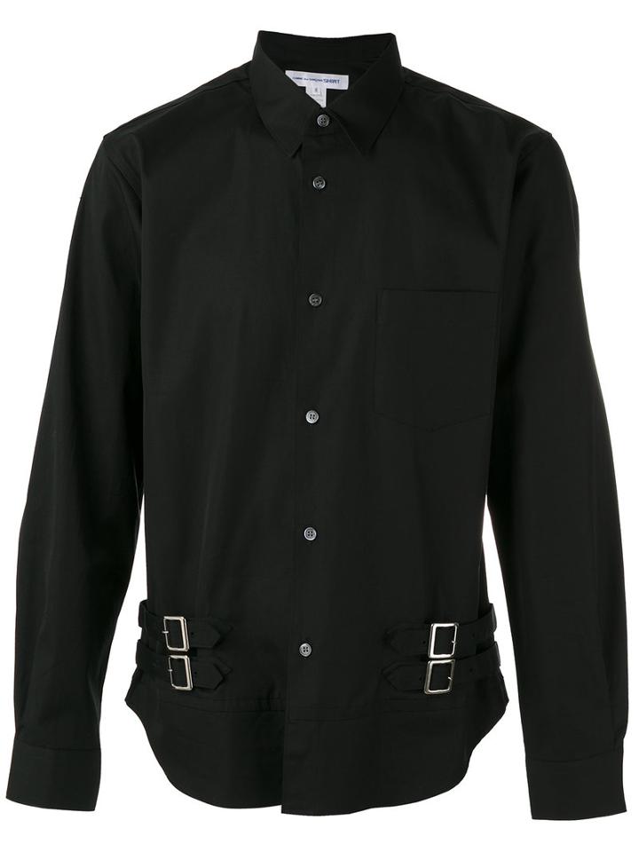 Comme Des Garçons Shirt Buckle Detail Long Sleeve Shirt, Men's, Size: Small, Black, Cotton