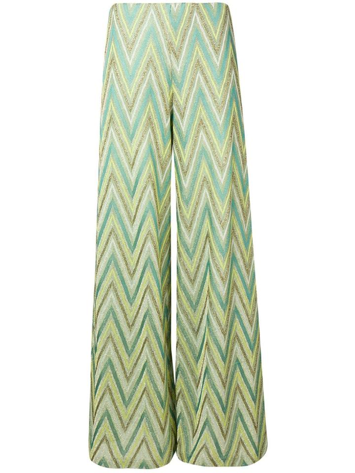 M Missoni Metallic Chevron Trousers - Green