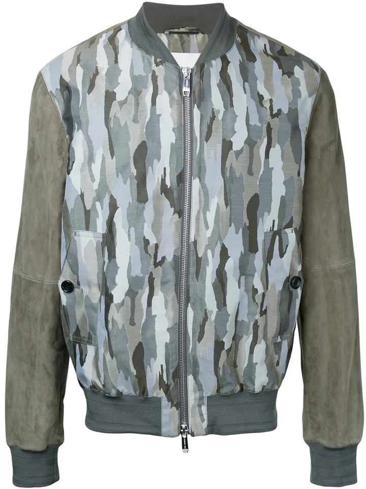 Cerruti 1881 - Camouflage Print Bomber Jacket - Men - Cotton/polyamide/polyurethane/lamb Skin - 50, Brown, Cotton/polyamide/polyurethane/lamb Skin