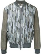 Cerruti 1881 - Camouflage Print Bomber Jacket - Men - Cotton/polyamide/polyurethane/lamb Skin - 50, Brown, Cotton/polyamide/polyurethane/lamb Skin