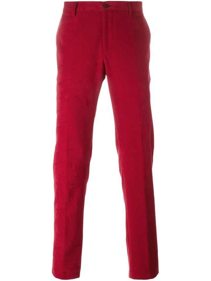 Etro Tapered Tailored Trousers, Men's, Size: 56, Red, Cotton