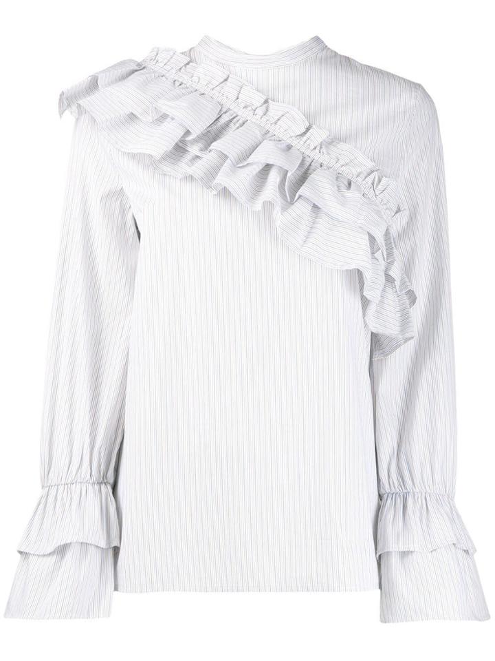 Baum Und Pferdgarten Striped Ruffle Shirt - Blue