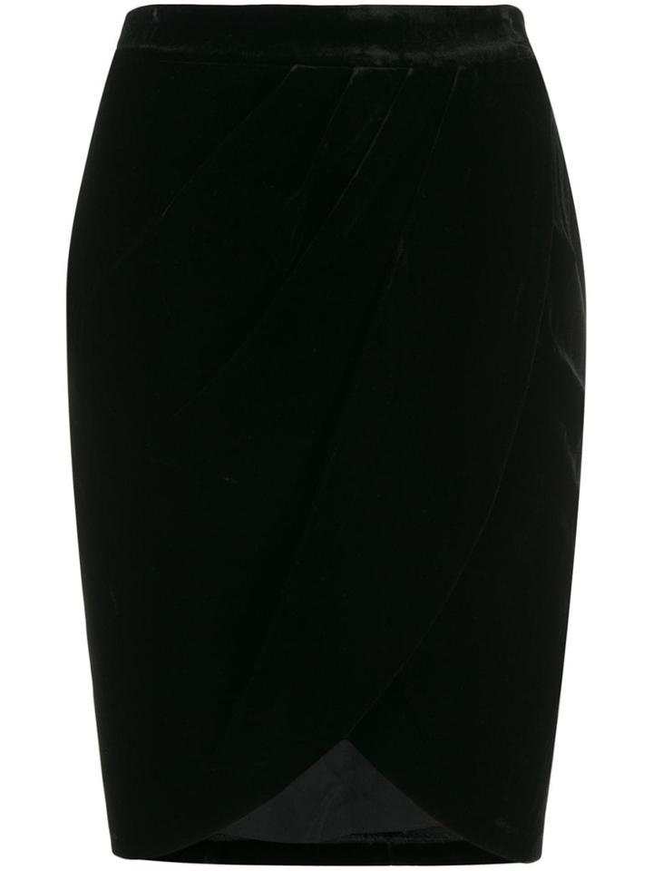 Veronica Beard Velvet Wrap Skirt - Black